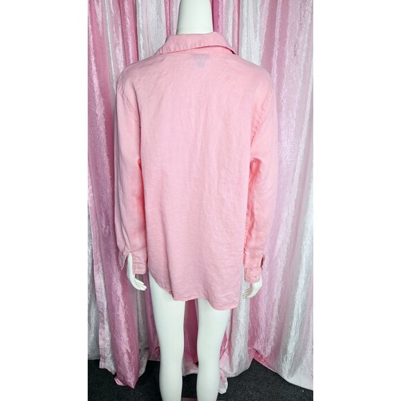 J.Jill Pink 100% Linen Button Up Blouse Size Medium - Picture 5 of 8
